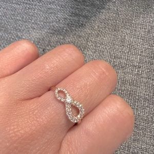 Swarovski rose gold, white crystal infinity ring